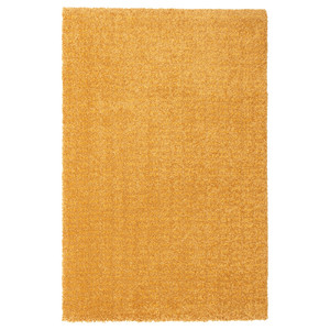LANGSTED Rug, low pile, yellow, 60x90 cm