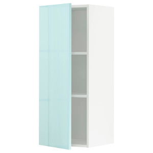 METOD Wall cabinet with shelves, white Järsta/high-gloss light turquoise, 40x100 cm