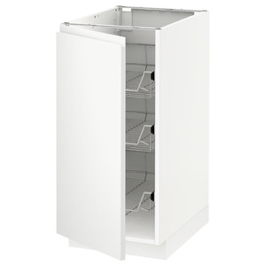 METOD Base cabinet with wire baskets, white/Voxtorp matt white, 40x60 cm
