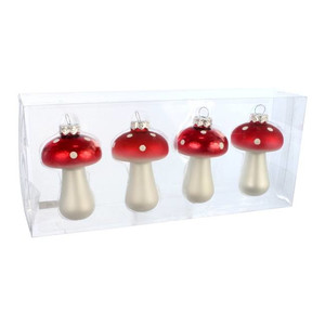 Christmas Bauble Mushroom 8.5cm 4pcs