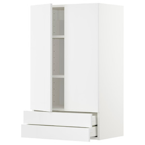 METOD / MAXIMERA Wall cabinet w 2 doors/2 drawers, white/Ringhult white, 60x100 cm