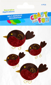 Christmas Self-Adhesive Decoration Birds 4pcs