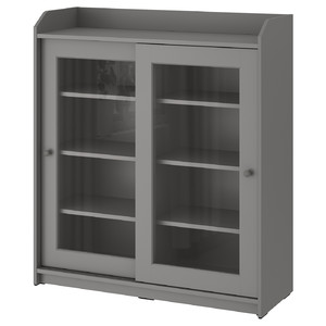 HAUGA Glass-door cabinet, grey, 105x116 cm