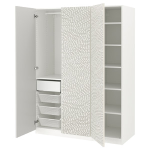 PAX / MISTUDDEN Wardrobe combination, white/grey patterned, 150x60x201 cm
