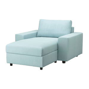 VIMLE Chaise longue, with wide armrests/Saxemara light blue
