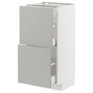 METOD / MAXIMERA Base cabinet with 2 drawers, white/Havstorp light grey, 40x37 cm