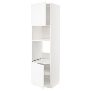 METOD Hi cb f oven/micro w 2 drs/shelves, white Enköping/white wood effect, 60x60x220 cm