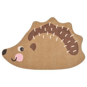 BRUMMIG Rug, hedgehog shaped/brown, 94x150 cm