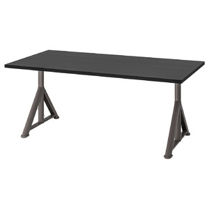 IDÅSEN Desk, black, dark grey, 160x80 cm