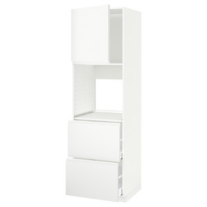 METOD / MAXIMERA Hi cab f ov w dr/2 frnts/2 hi drwrs, white/Voxtorp matt white, 60x60x200 cm
