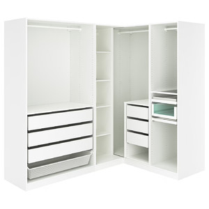 PAX Corner wardrobe, white, 210/160x201 cm