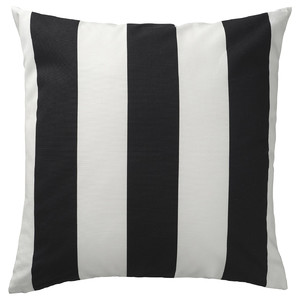 SLÅNHÖSTMAL Cushion cover, black white/stripe pattern, 50x50 cm