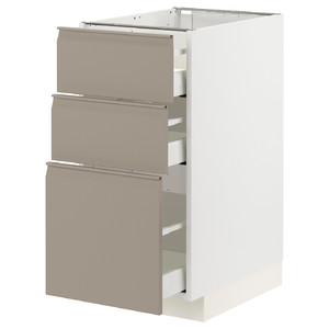 METOD / MAXIMERA Base cabinet with 3 drawers, white/Upplöv matt dark beige, 40x60 cm