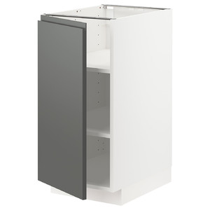 METOD Base cabinet with shelves, white/Voxtorp dark grey, 40x60 cm