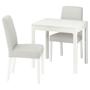 EKEDALEN / BERGMUND Table and 2 chairs, white/Ramna light grey white, 80/120 cm