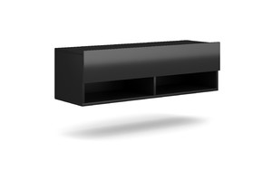Wall-mounted TV Cabinet Derby, matt black/high-gloss black