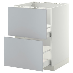 METOD / MAXIMERA Base cab f sink+2 fronts/2 drawers, white/Veddinge grey, 60x60 cm