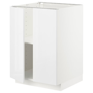METOD Base cabinet with shelves/2 doors, white/Ringhult white, 60x60 cm