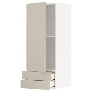 METOD / MAXIMERA Wall cabinet with door/2 drawers, white/Havstorp beige, 40x100 cm