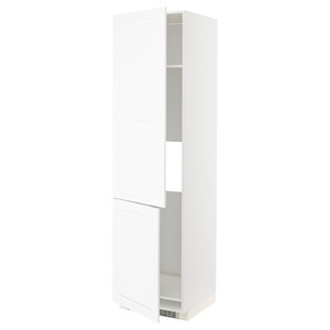 METOD High cab f fridge/freezer w 2 doors, white Enköping/white wood effect, 60x60x220 cm