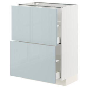 METOD / MAXIMERA Base cabinet with 2 drawers, white/Kallarp light grey-blue, 60x37 cm