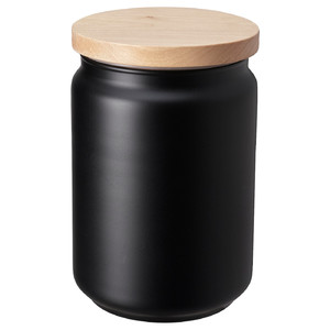 EKLATERA Jar with lid, black, 1 l