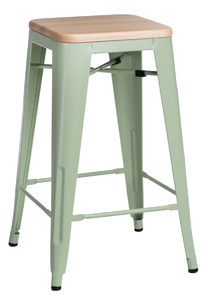 Bar Stool Paris Wood 65cm, green/natural pine