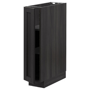METOD Base cabinet with shelves, black/Lerhyttan black stained, 20x60 cm