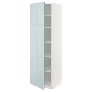 METOD High cabinet with shelves, white/Kallarp light grey-blue, 60x60x200 cm