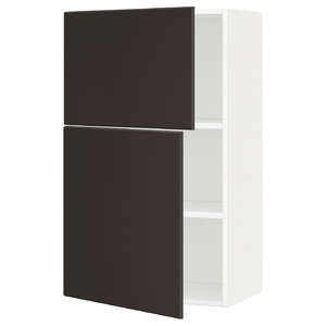 METOD Wall cabinet with shelves/2 doors, white/Kungsbacka anthracite, 60x100 cm