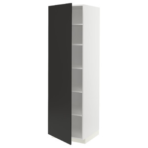 METOD High cabinet with shelves, white/Nickebo matt anthracite, 60x60x200 cm