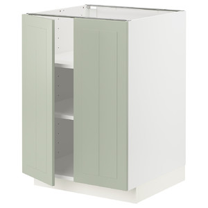 METOD Base cabinet with shelves/2 doors, white/Stensund light green, 60x60 cm