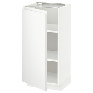 METOD Base cabinet with shelves, white/Voxtorp matt white, 40x37 cm