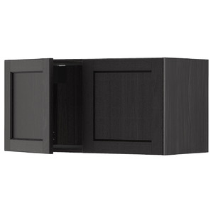 METOD Wall cabinet with 2 doors, black/Lerhyttan black stained, 80x40 cm