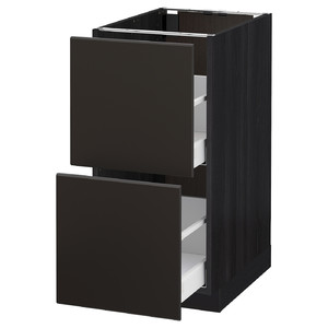 METOD / MAXIMERA Base cb 2 fronts/2 high drawers, black, Kungsbacka anthracite, 40x60 cm