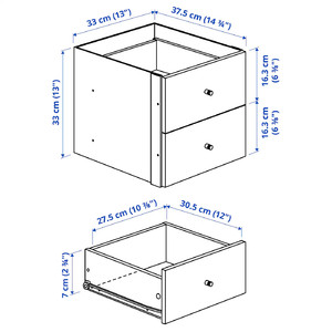 KALLAX Shelving unit, with 4 drawers/with 2 shelf inserts white, 147x77 cm