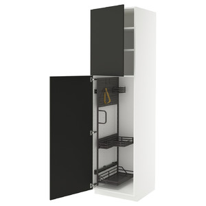 METOD High cabinet with cleaning interior, white/Nickebo matt anthracite, 60x60x220 cm