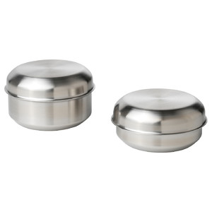 LÄTTUGGAD Snack container, set of 2, stainless steel