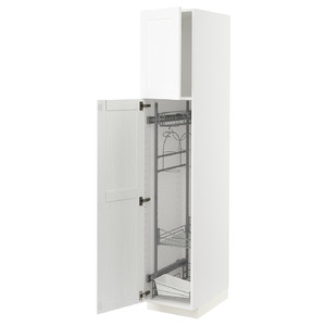 METOD High cabinet with cleaning interior, white Enköping/white wood effect, 40x60x200 cm