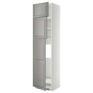 METOD High cab for fridge with 3 doors, white/Bodbyn grey, 60x60x240 cm