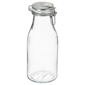 KORKEN Bottle shaped jar with lid, clear glass, 1 l