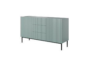 Cabinet with 2 Doors & 3 Drawers Nicole 150cm, sage/black legs