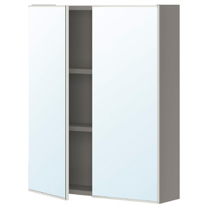 ENHET Mirror cabinet with 2 doors, grey, 60x15x75 cm