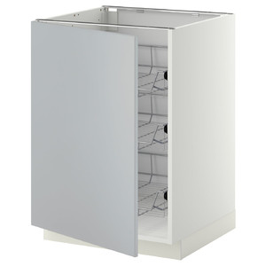 METOD Base cabinet with wire baskets, white/Veddinge grey, 60x60 cm