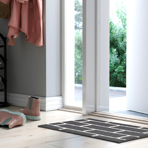 VÄNDPLATS Door mat, black/brick pattern, 40x60 cm