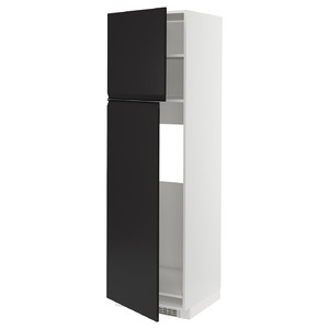 METOD High cabinet for fridge w 2 doors, white/Upplöv matt anthracite, 60x60x200 cm
