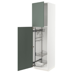 METOD High cabinet with cleaning interior, white/Bodarp grey-green, 60x60x220 cm