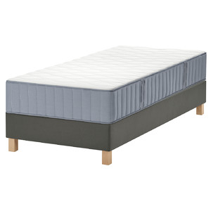 LYNGÖR Divan bed, Vågstranda medium firm/light blue dark grey, 90x200 cm