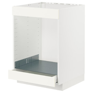 METOD / MAXIMERA Base cab for hob+oven w drawer, white/Vallstena white, 60x60 cm