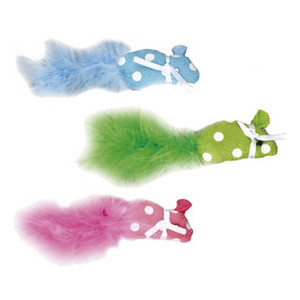 Flamingo Cat Toy Mouse with Feather, 1pc, assorted colours